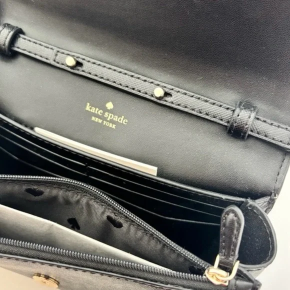 kate spade Black Crossbody with Gold Chain NWT - Picture 3 of 6